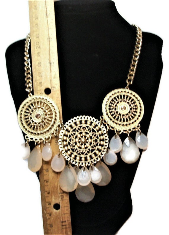 Vintage bib necklace, victorian necklace, medalli… - image 5