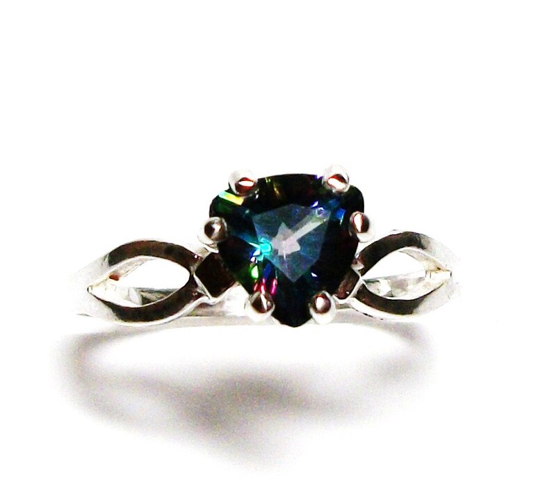 Mystic topaz, mystic topaz ring, birthstone ring, sweetheart ring, red blue purple, s 6 1/2 Bashful image 3