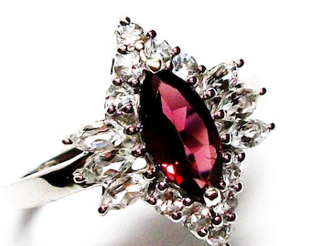 Just reduced, Garnet ring, marquise ring, cocktail ring, statement ring, red,   s 9  "Enchantment"