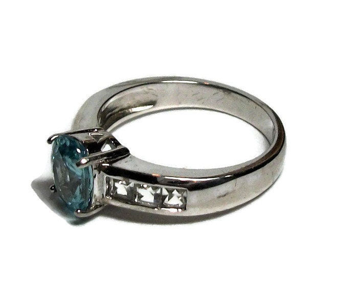 Blue zircon blue engagement ring december birthstone blue | Etsy