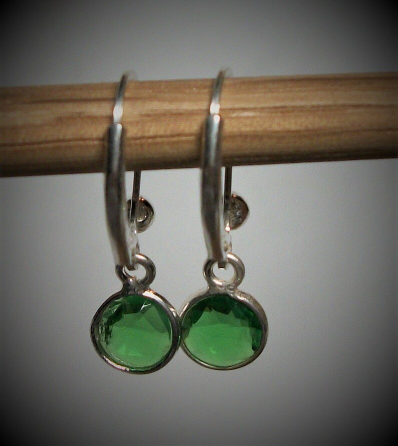 Green Gemstone Earrings Pierced Earrings Sterling Silver Etsy