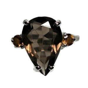 Just Reduced, Smokey quartz ring, accent ring, citrine ring, multistone ring, brown orange, statement ring  s6 1/2 &quot;Crushed Coco&quot;