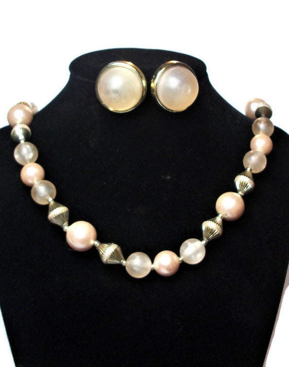 Vintage pearl necklace, faux copper pearls, weddin