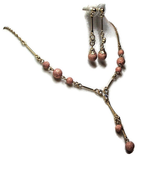 Just reduced, Vintage necklace set, rosetone y ne… - image 5
