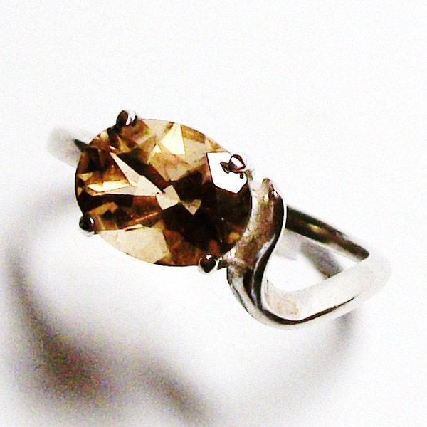 Just Reduced Smoky quartz ring, brown ring, cocktail ring, solitaire ring,  s 7  "Time Square"
