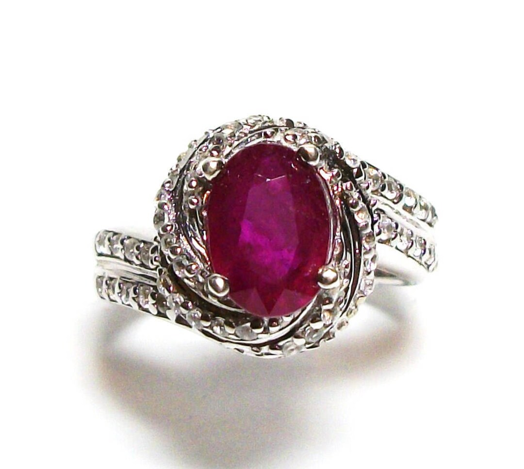 Ruby Ring, Genuine Ruby, Ruby Accent Ring, Engagement Ring, Anniversary ...
