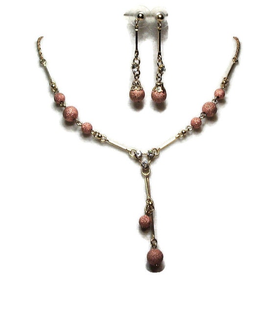 Just reduced, Vintage necklace set, rosetone y ne… - image 2