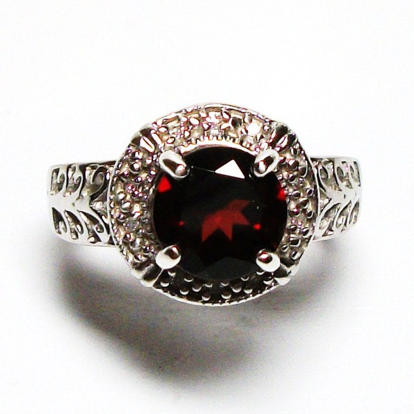 Just reduced, Garnet ring, cocktail ring, red, birthstone ring, engagement ring  s 6  "Bed of Roses"