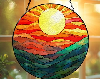 Mountain Art Glass Suncatcher, Mountain Range Acrylic Window Hangings, Mountain Lover Gift, Natural Suncatcher Decor, Wall Hanging Decor