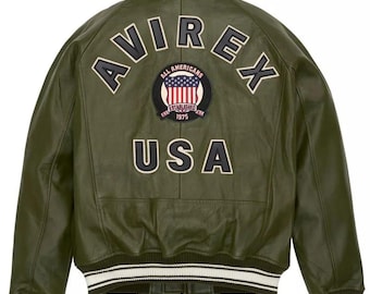 Blouson aviateur Avirex vert olive pour hommes : Blouson American Flight Icon Style