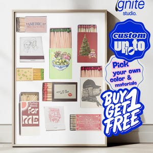 Custom Matchbook Art | Personalized Matchbox Digital Print | Retro Vintage Wall Decor | Anniversary Gift | Unique Home Poster