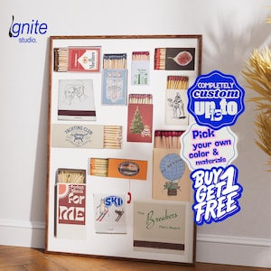 Matchbook Art Print | Customized Matchbox Digital Design | Retro Wall Poster | Perfect Anniversary Gift | Unique Home Decor