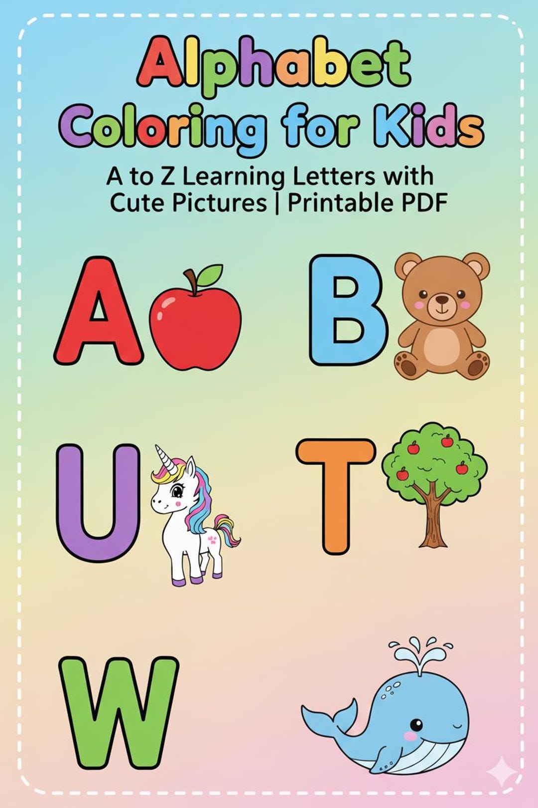 Alphabet Coloring Book for Kids – A to Z Learning Letters With Cute ...