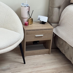 Bedside Table with Hidden Compartment: LED Lamp, Key Card Access