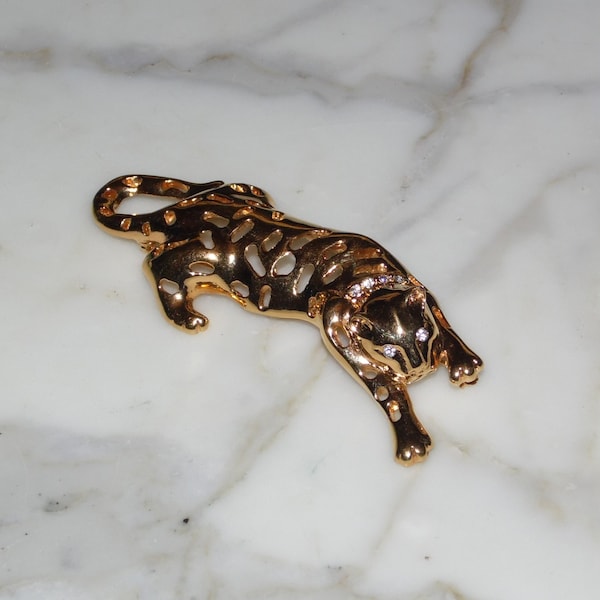 Vintage Signed LR Lady Remington Leopard Tiger Panther Brooch Big Cat Pin