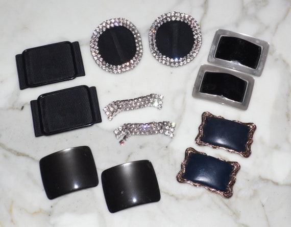 Lot of 6 Pair Of Vintage Shoe Buckles / Clips ~ R… - image 1