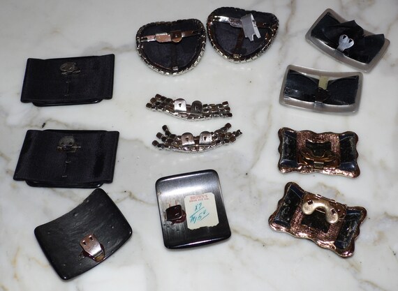 Lot of 6 Pair Of Vintage Shoe Buckles / Clips ~ R… - image 5