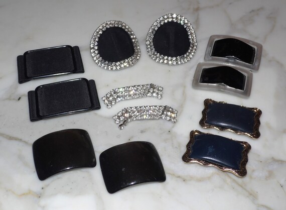 Lot of 6 Pair Of Vintage Shoe Buckles / Clips ~ R… - image 2