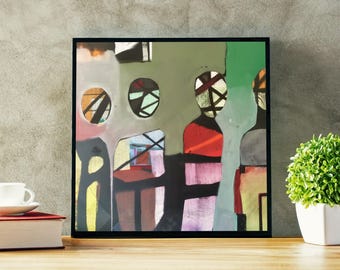 4 people Unique Art print, Funky Printable Art, Digital Dowload, Minimalist Home Decor