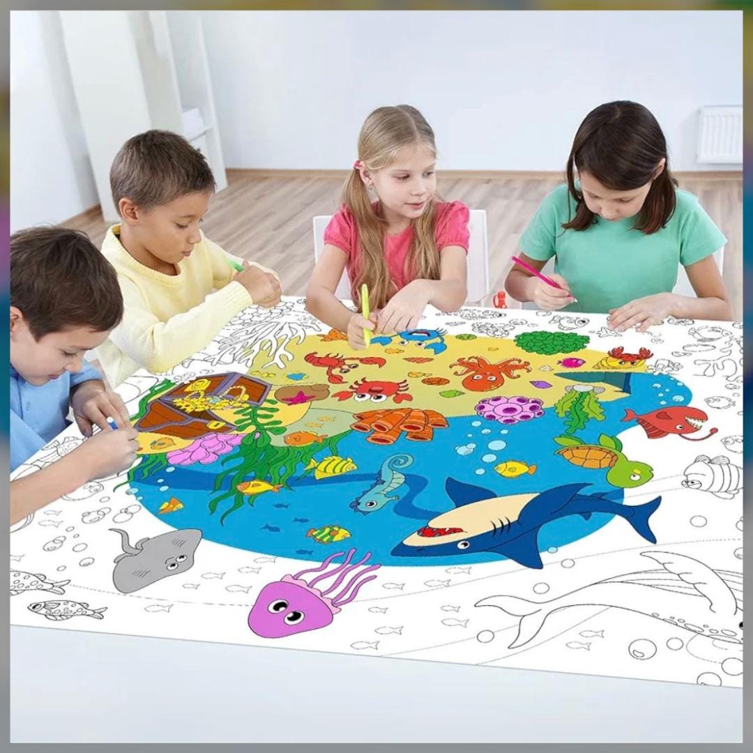 Under the Sea Giant Coloring Poster for Kids | Large Ocean Coloring ...
