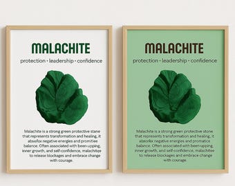 Juego de 2 pósteres de malaquita – Arte espiritual – Decoración de pared – Diseño minimalista