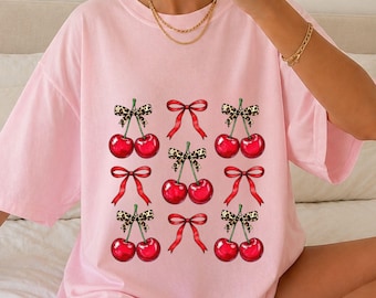 Cherry Bow Png, Cherry Coquette Png, Cherry Bow Clipart Png, Summer T-shirt Png, Cherry Summer Png, Summer Time Png, Cute Summer Png