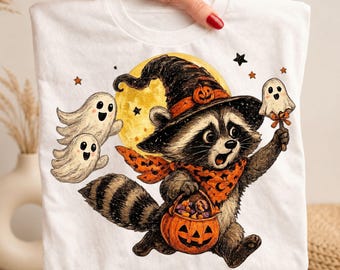 Halloween Raccoon Png, Halloween Png, Raccoon Shirt Png, Retro Raccoon Png, Funny Raccoon Halloween Png, Halloween Clipart, Trending Png