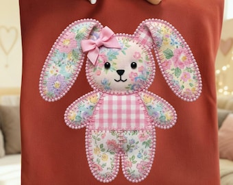 Floral Bunny Patchwork Png, Easter Spring Patchwork Png, Easter Png, Bunny Easter Png, Patchwork Png, Kids Easter Png, Retro Easter Png