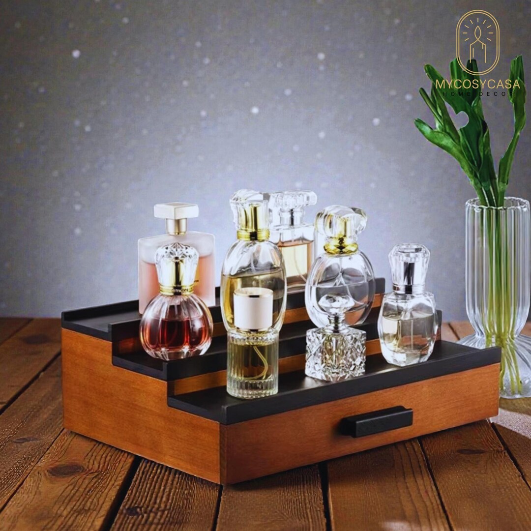 Wooden Cologne Organizer for Men – 3-tier Cologne Display Shelf With ...