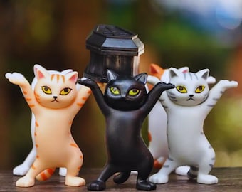 Kawaii Cat Figurine: Pen Holder, Earphone Stand, Desk Ornament 5 Piece