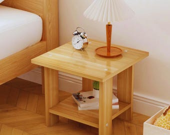 Minimalist Wooden Bedside Table Modern Nightstand with Shelf