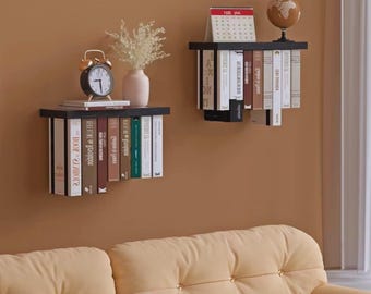 Floating Bookshelves (Set of 2) - Minimalist Wall Mounted Wood Shelf