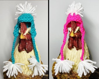 Teal and Pink Chicken Hats