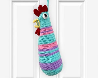 Colorful Crochet Chicken Grocery/Plastic Bag Holder