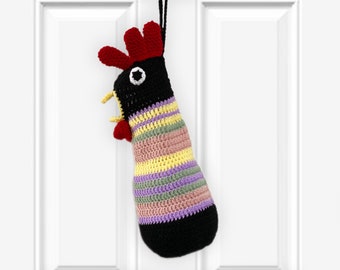 Easter (Black)  Crochet Chicken Grocery/Plastic Bag Holder