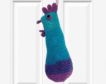 Multi Colored Crochet Chicken Grocery/Plastic Bag Holder