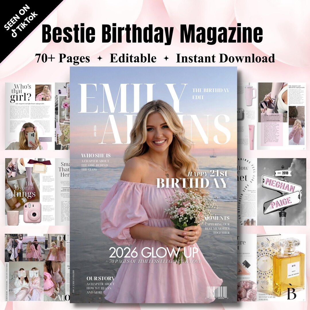 Bestie Birthday Magazine Template, Editable Best Friend Gift, Unique ...