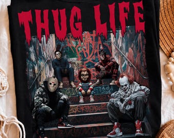 Thug Life Halloween Character Png, Halloween Horror Movie Png, Vintage Halloween Png, Horror Friends Png, Halloween Scary Movie Shirt Design