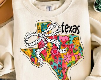 Floral Coquette Texas Png, Texas Brushstroke Png, American State Png, Girly State Shirt Design, Texas Coquette Bow, Preppy Texas Flag Png