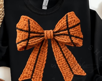 Faux Yarn Crochet Basketball Coquette Png, Basketball Season Png, Faux Yarn Basketball Bow Png, Crochet Game Day Png, Basketball Mom Png