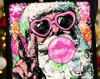Preppy Brushstroke Santa Claus Png, Merry Christmas Png, Christmas Girly Design Png, Vintage Santa Png, Colorful Santa Claus Shirt Design