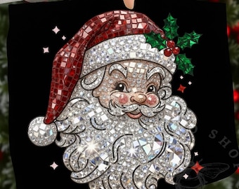Rhinestone Santa Png, Jeweled Santa Claus Png, Santa Faux Sequin Png, Bling Christmas Png, Crystal Mosaic Design, Sparkle Xmas Holiday Png