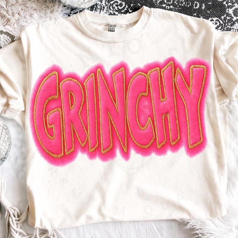 Glitter Christmas Grinchy Png, Pink Christmas Png, Christmas Movie Png, Girly Christmas Png, Christmas Cartoon Png, Christmas Chenille Png image 4