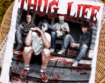 Thug Life Horror Movie Png, Scary Halloween Png, Horror Friend Png, Halloween Vibes Png, Retro Halloween Png, Spooky Season Shirt Design