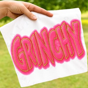 Glitter Christmas Grinchy Png, Pink Christmas Png, Christmas Movie Png, Girly Christmas Png, Christmas Cartoon Png, Christmas Chenille Png image 2