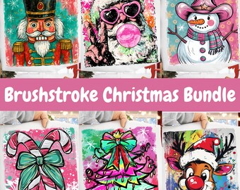 Brushstroke Christmas Png Bundle, Merry Christmas Png, Glitter Nutcracker Png, Santa Claus Png, Coquette Christmas Png, Xmas Holiday Design