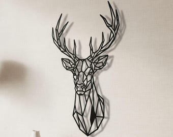 Geometric Deer Metal Wall Art, Modern Lodge Decor