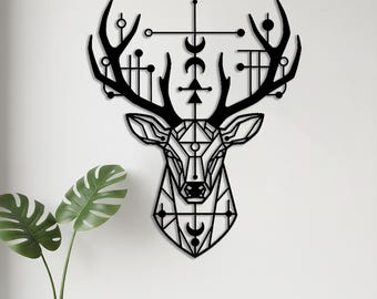 Geometric Deer Metal Wall Art: Minimalist Deer Home Decor