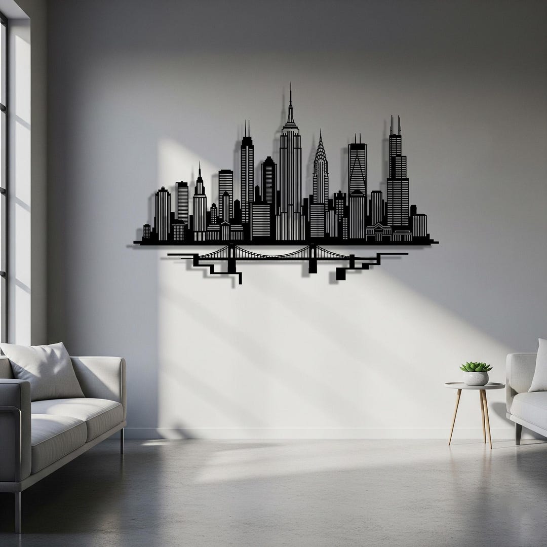 Cityscape Metal Wall Art: Modern Urban Skyline Decor - Etsy