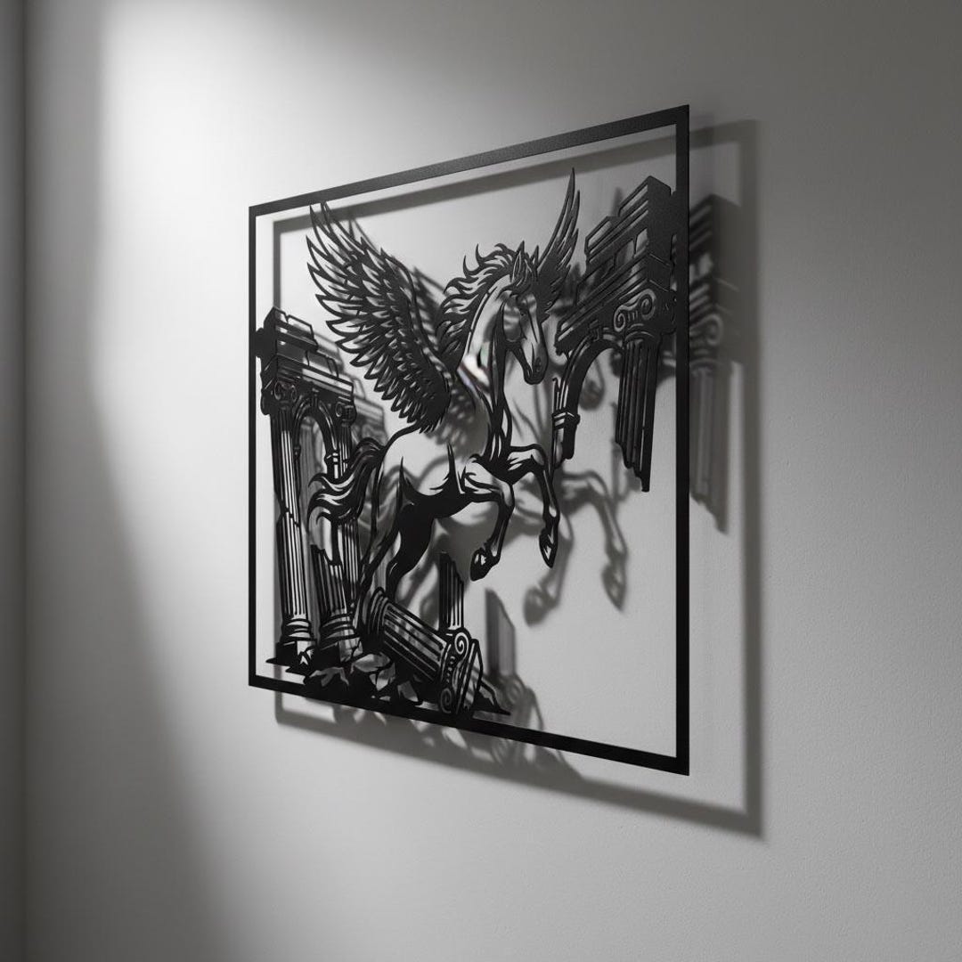 Pegasus Metal Wall Art With Classical Columns, Mythology Decor - Etsy